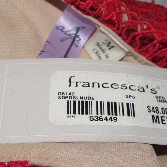 NWT Alya x Francesca’s Red Lace Fit & Flare Dress –  Scallop Hem Size M Romantic - Picture 6 of 8